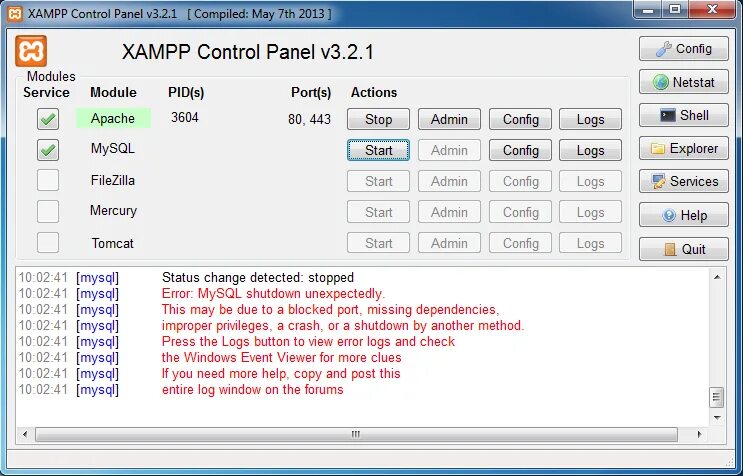 Mysql away error. Xampp. xampp mysql. xampp port. xampp download.
