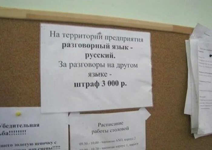 Разговаривать только на русском языке. Говорите по-русски. Объявление о штрафе. Говорите по-русски. Я говорю по русски.
