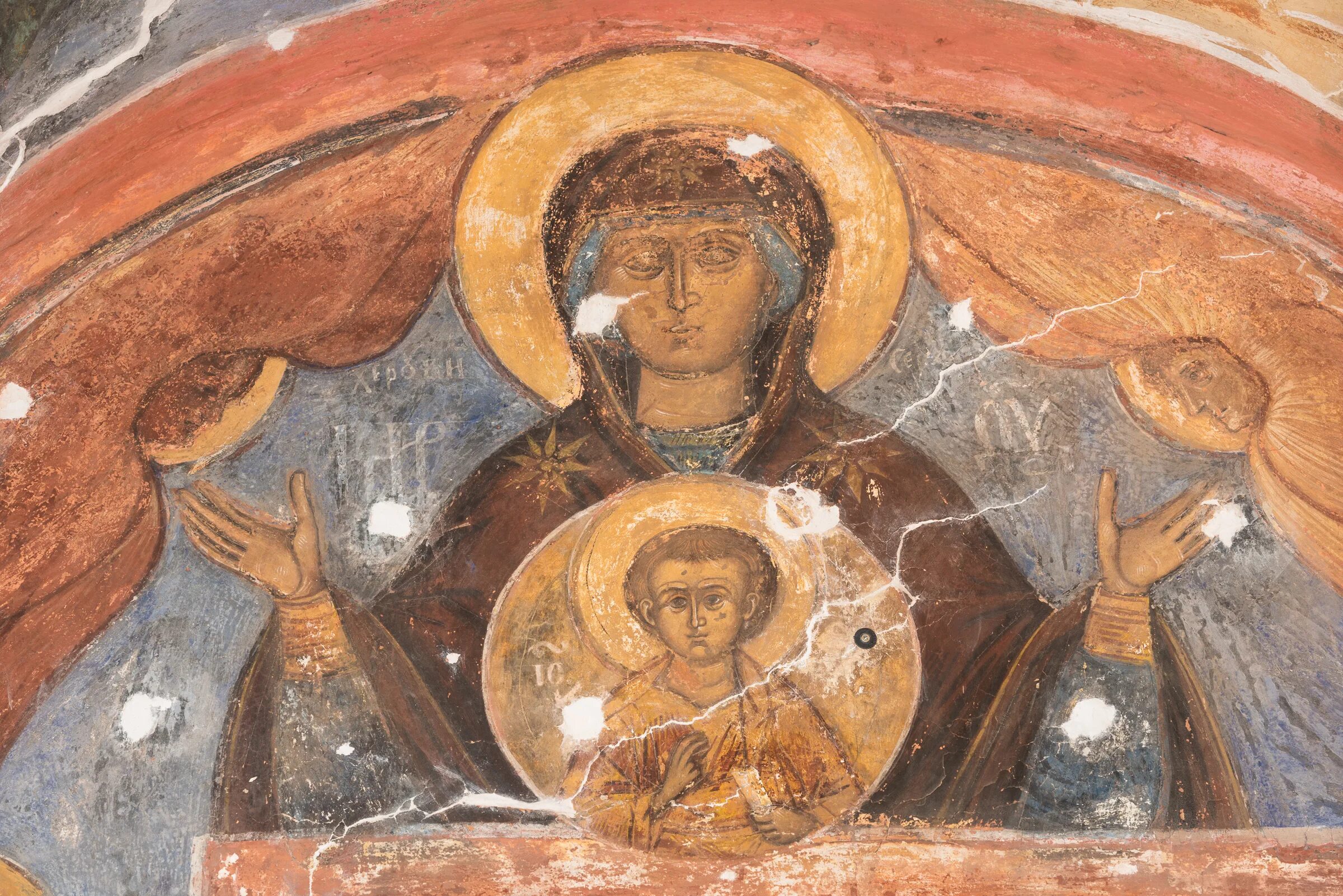 Фреска богоматерь оранта. Фреска богоматери. Церковь афанасия в кастории фрески. Богоматерь елеуса фреска. Фреска богоматери.