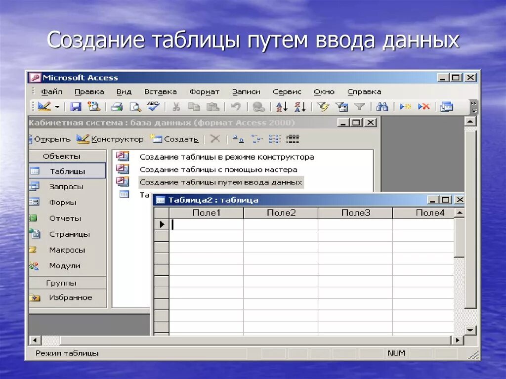 Создайте форму для ввода данных access. Создание таблицы путем ввода данных. Таблица access. Создать таблицу. Day access
