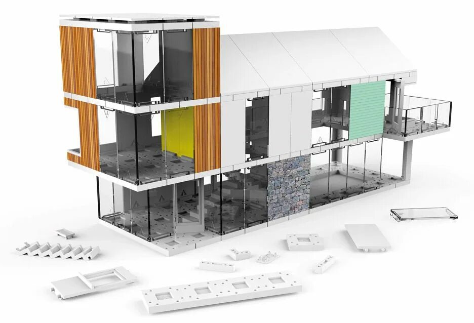 Set build. Современное строительство. архитектурные модели зданий в блендере. architectural models. building set.