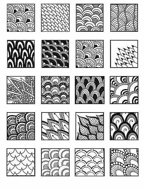 Зентангл узоры и схемы: коллекция орнаментов для начинающих Zen doodle patterns,