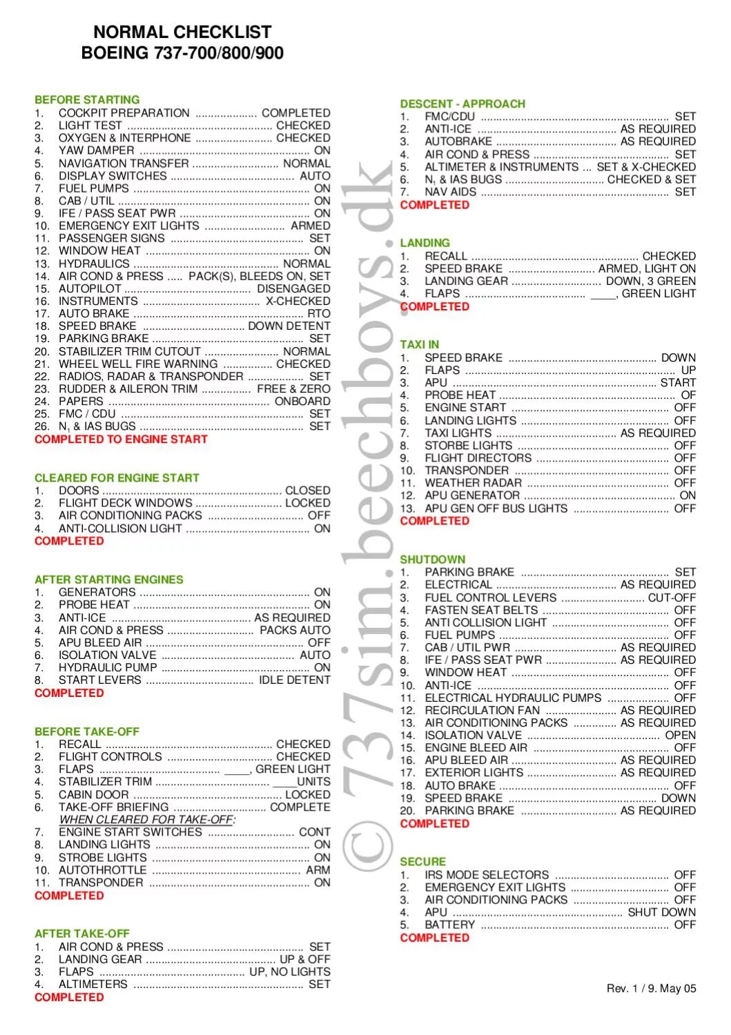 Before check list. Before check list