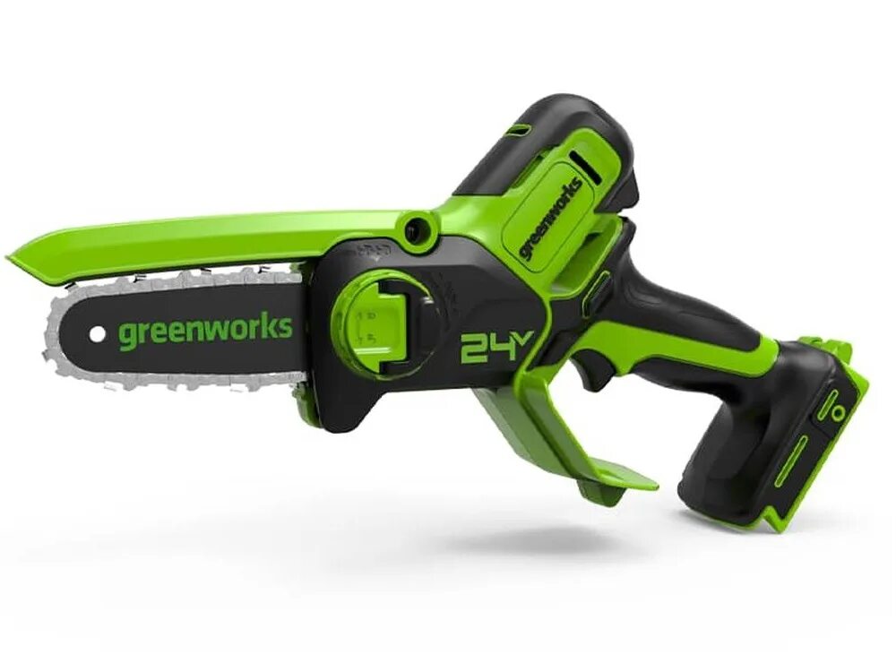 Аккумуляторная мини бензопила. Пила цепная аккумуляторная GREENWORKS g24mcs10. Пила цепная мини 24в gd24csmnx 15см (без АКБ И ЗУ) GREENWORKS. Гринворкс аккумуляторная мини пила. Пила аккумуляторная цепная Гринворкс 24в.