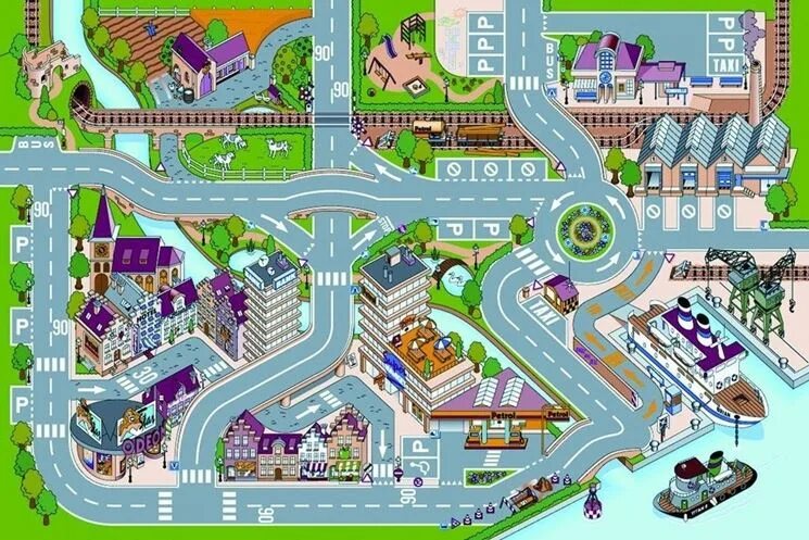 Places in Town для детей. Map of the City for children. Игра around the City. City Map. Getting around the city