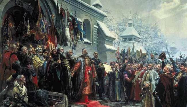 Присоединение украины к россии 7 класс пчелов. Переяславская рада 1654 картина.