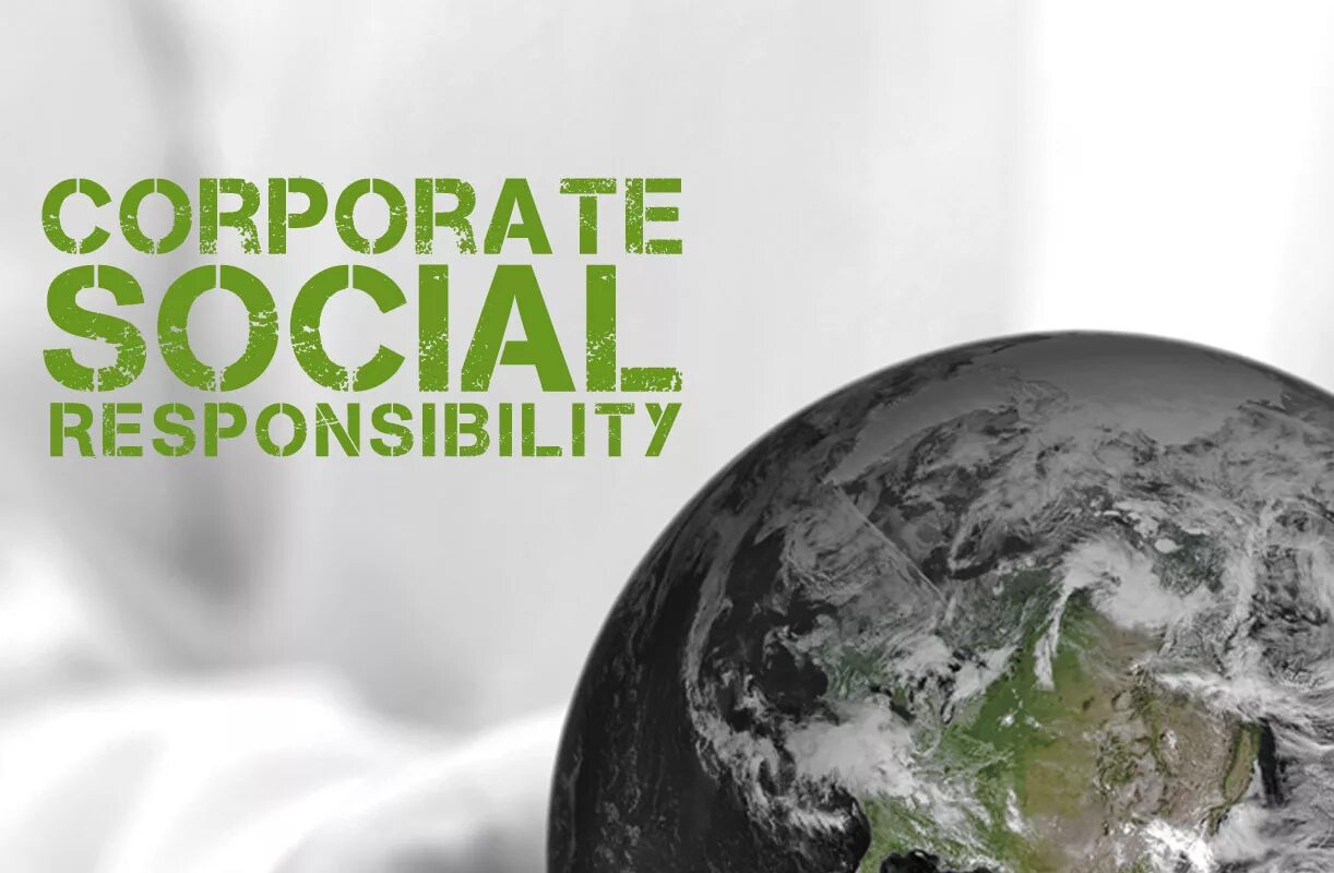 Corporate Social Responsibility. Chart with keywords and icons - Векторный объек