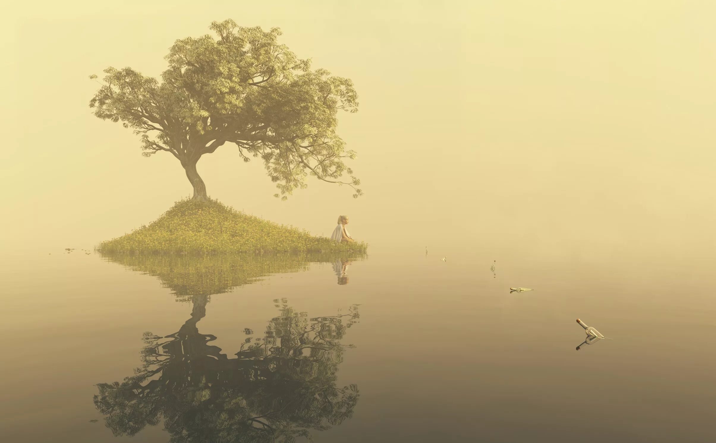 Умиротворяющая картина. Дерево посреди озера. Картина спокойствие. Пейзаж одинокое дерево. Пейзаж спокойствие.