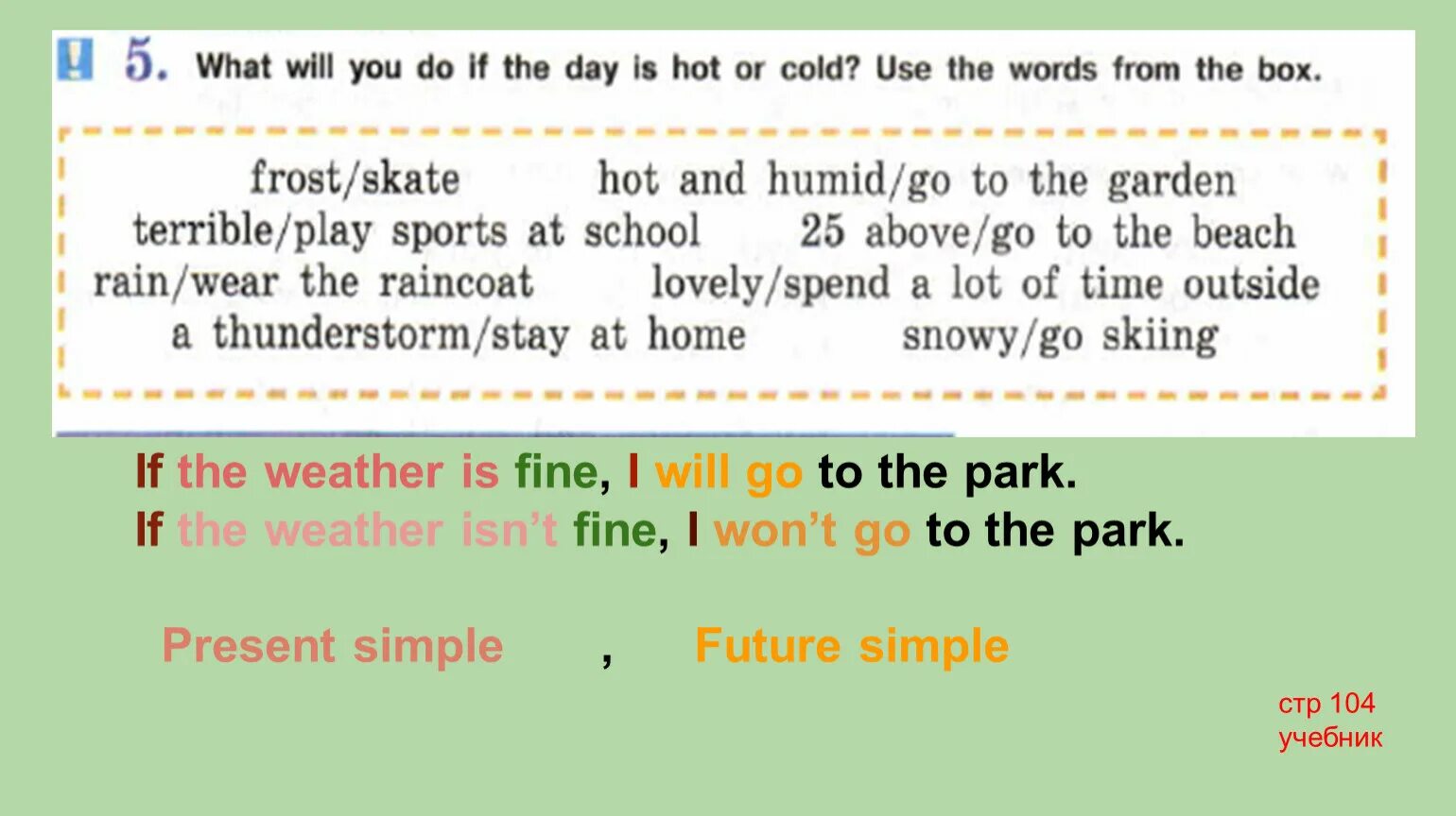 What did you in the afternoon. What ответ (you/do) if you were Alone?. What Bus will you go ответ. What weather do you like диалоги. If the weather is Fine.