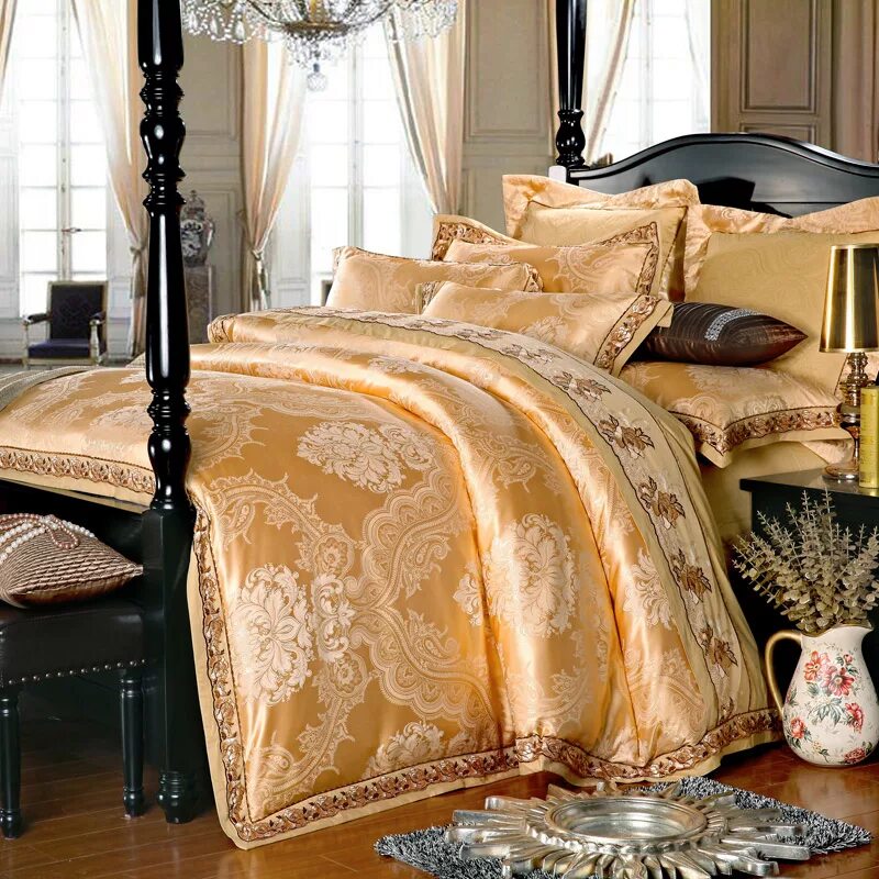 Покрывало цвет золотистый. Постельное белье Angela Luxury Bedding. Постельное белье King Style Королевский стиль. Постельное белье Bed Set Satin 10236. Жаккардовое белье Кинг сайз.