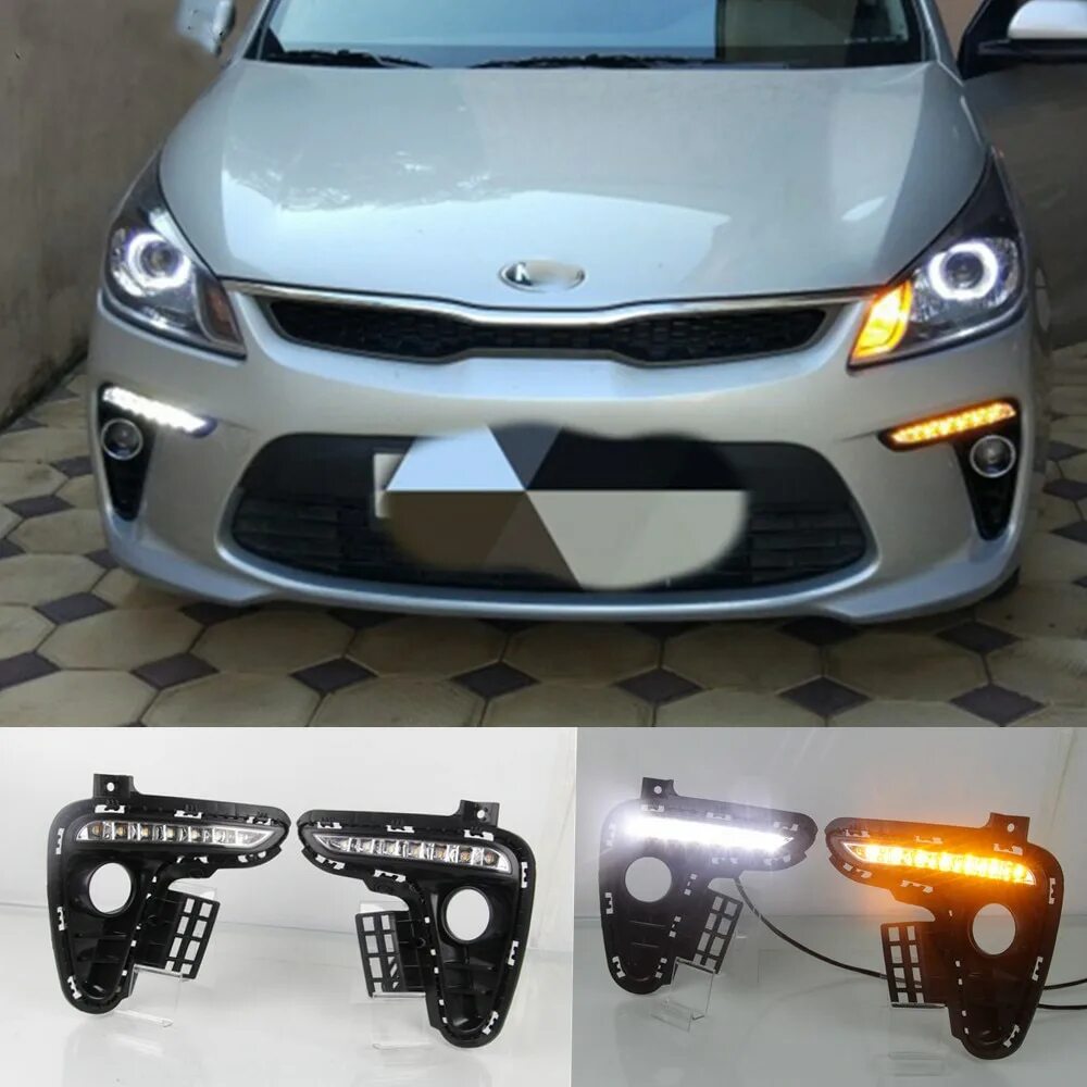 Рио х дхо. Кия Рио 2018 ходовые ДХО led. Комплект led фонарей Kia Rio 4. Диодные ДХО Киа Рио 4. Kia Rio 2018 ходовые огни.