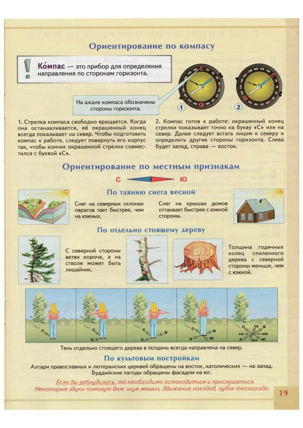 Горизонт 5 класс читать. Ориентирование по местным признакам. Способы ориентирования по местным признакам. Ориентация по местным признакам. Ориентировка на местным признакам.