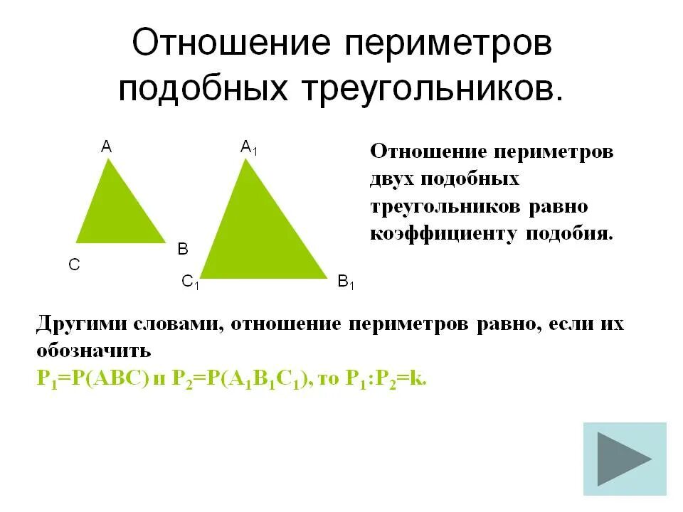 Отношение периметров двух подобных треугольников. Отношение периметров 2 подобных треугольников. Отношение периметров и площадей подобных треугольников. Теорема об отношении периметров подобных треугольников. Докажите теорему об отношении площадей подобных фигур