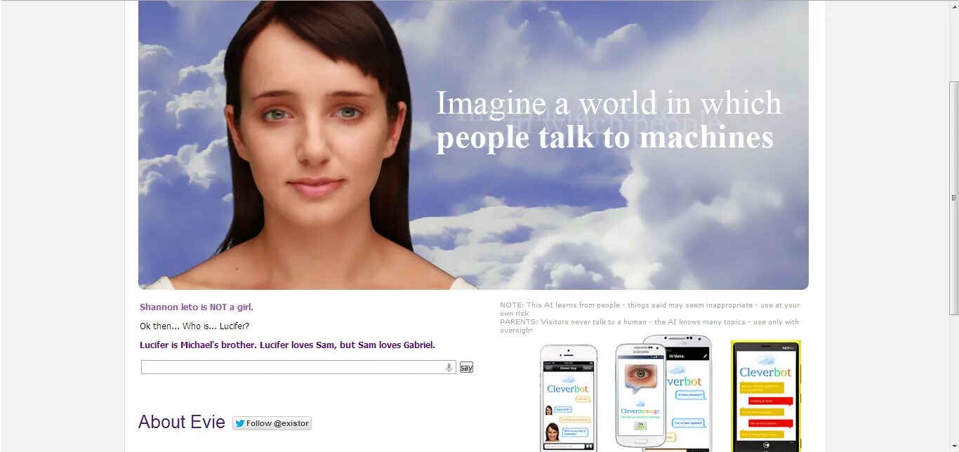 Imagine you need. Cleverbot общение. Evie Davis актриса. Cleverbot мир людей для малышей. Evie Garbe фото.