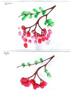 Рисуем ветку рябины поэтапно