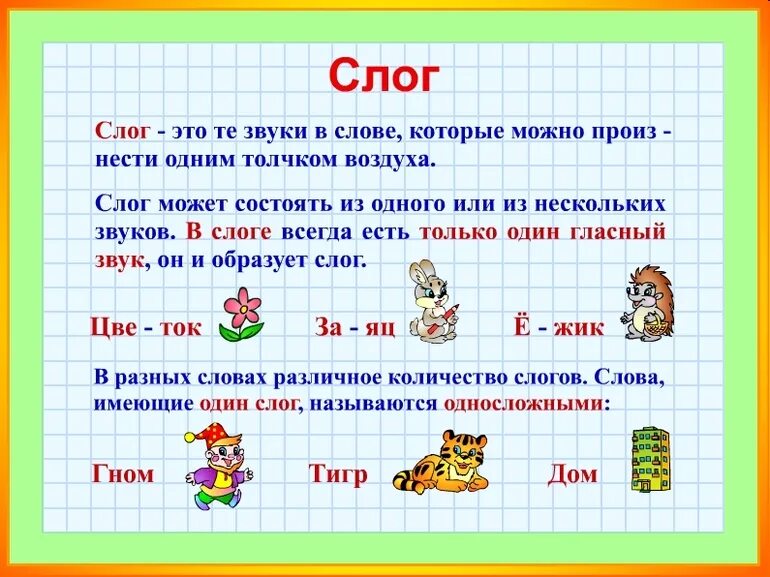 Поставить на 1 слог