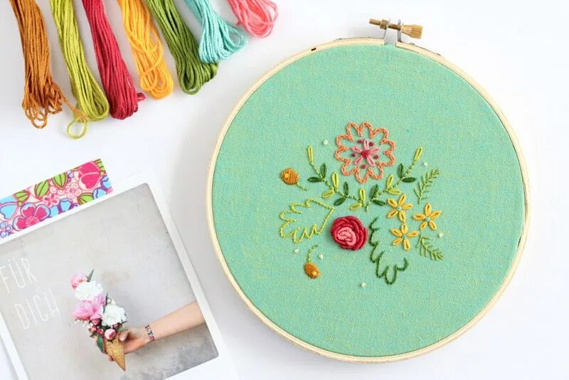 Easy 15. Анюта Свит вышивка. Хуп арт наборы. Embroidered Flower simple. Empty Embroidery Hoop.