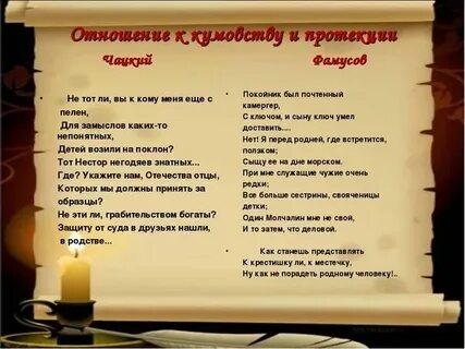 Отношение к свободе суждений чацкого и фамусова