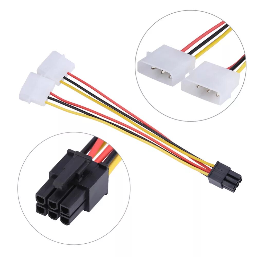 Без дополнительного питания. Кабель питания видеокарты molex 2 pci e 6pin. переходник 6pin pcie molex. molex 4pin на 2pin. переходник 2 molex pci-e 6pin.