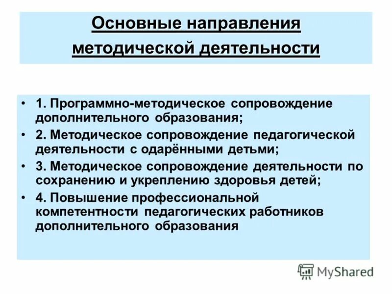 Методическое сопровождение дополнительной программы. Методическое сопровождение дополнительной программы