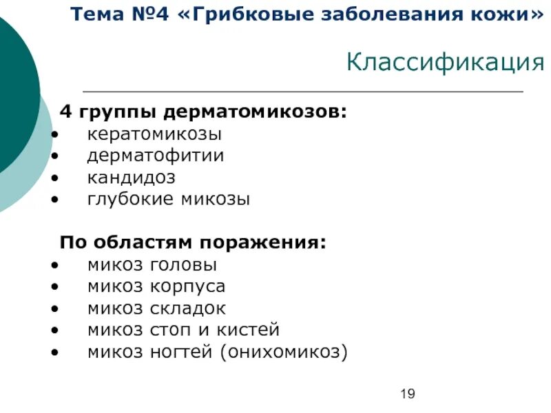 Классификация кожных. Классификация кожных