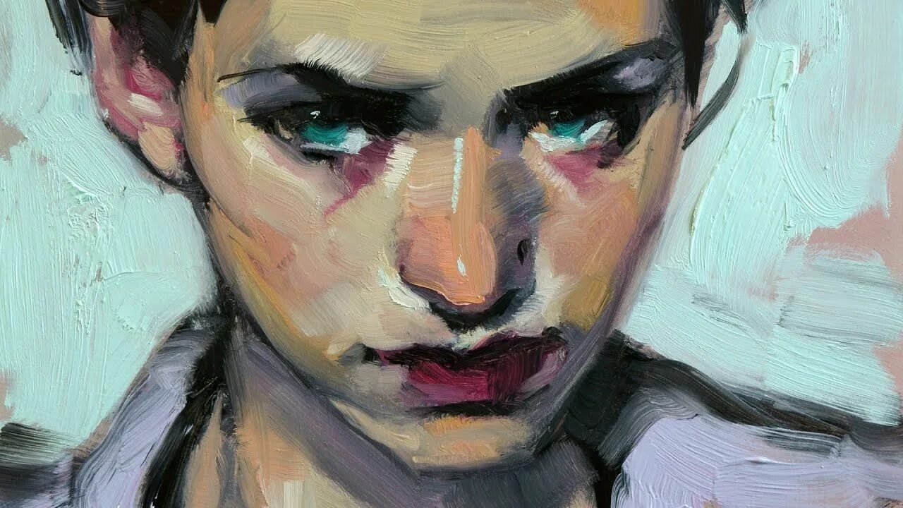 Digital paint. John Larriva. Портрет мазками. Лицо живопись. Лицо гуашью.