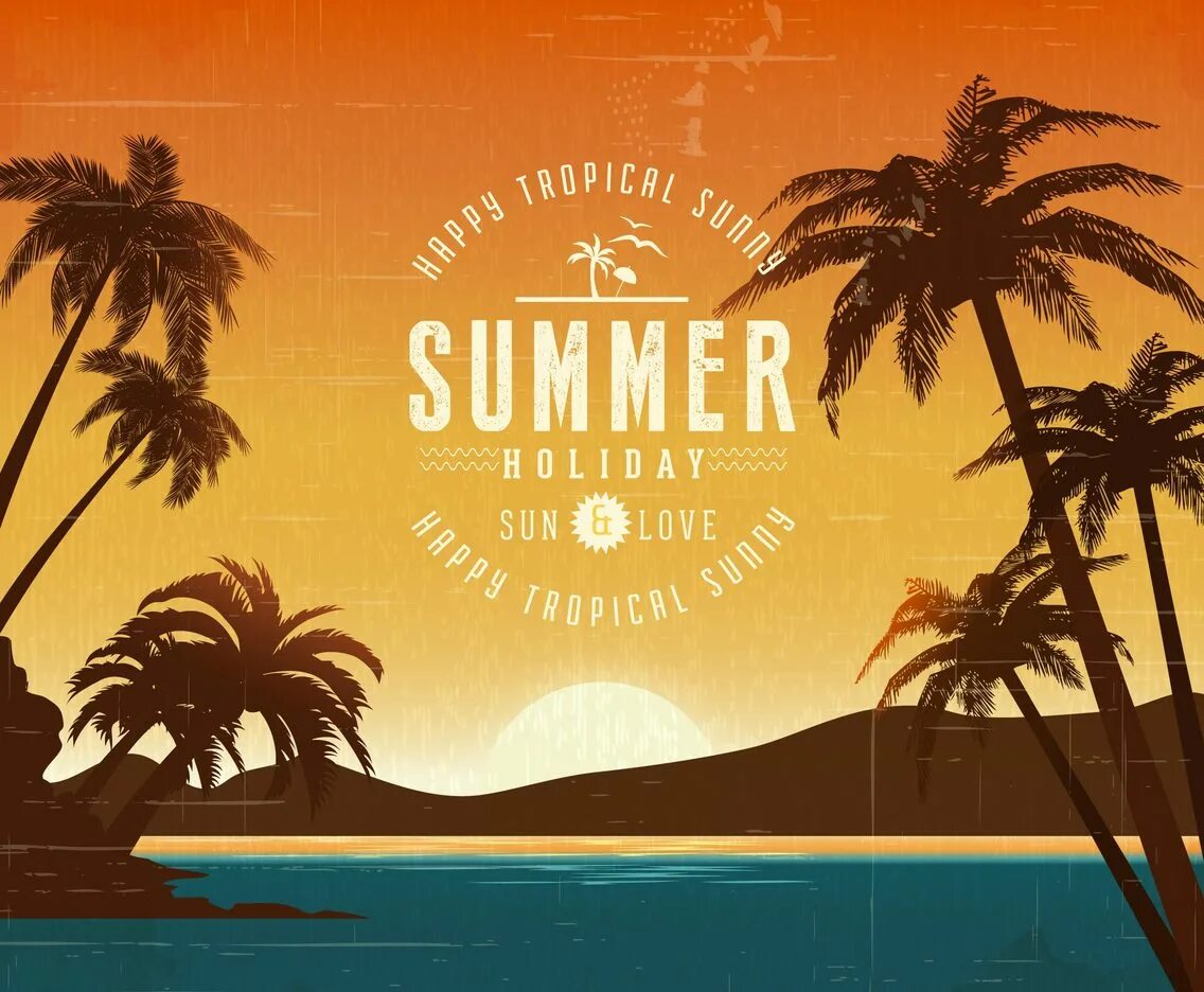 Постер Summer. Плакат Tropical Summer. Ретро Постер лето. Летний Постер вектор.