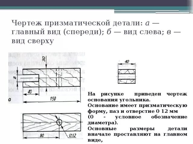 Основное отверстие имеет. Сборочный чертеж изделия киянка. Какие Размеры проставляют на чертеже детали призматической формы. Чертеж паза отверстия. Какие Размеры проставляют на чертеже призматической формы.