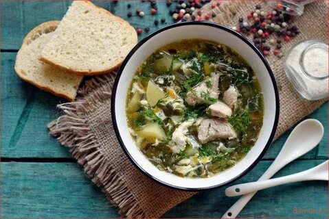 Щи из щавеля с яйцом и мясом