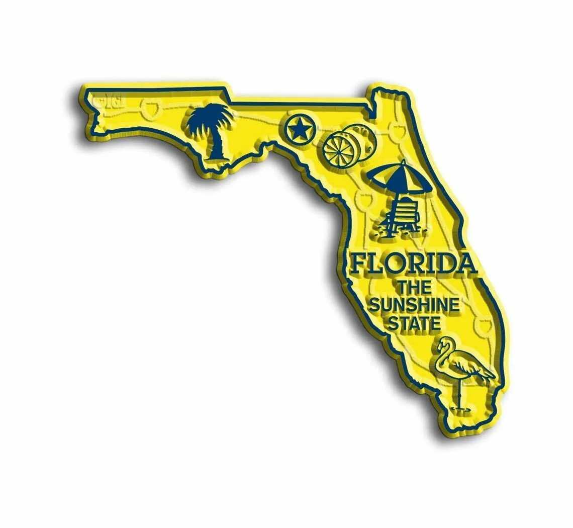 Florida Sunshine State. Florida Sunshine State Map. Florida State of the USA. Печать Флориды.