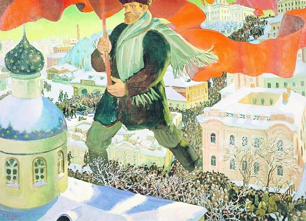 Большевик идет. Кустодиев Большевик. Большевик картина Кустодиева. Б Кустодиев Большевик 1920.