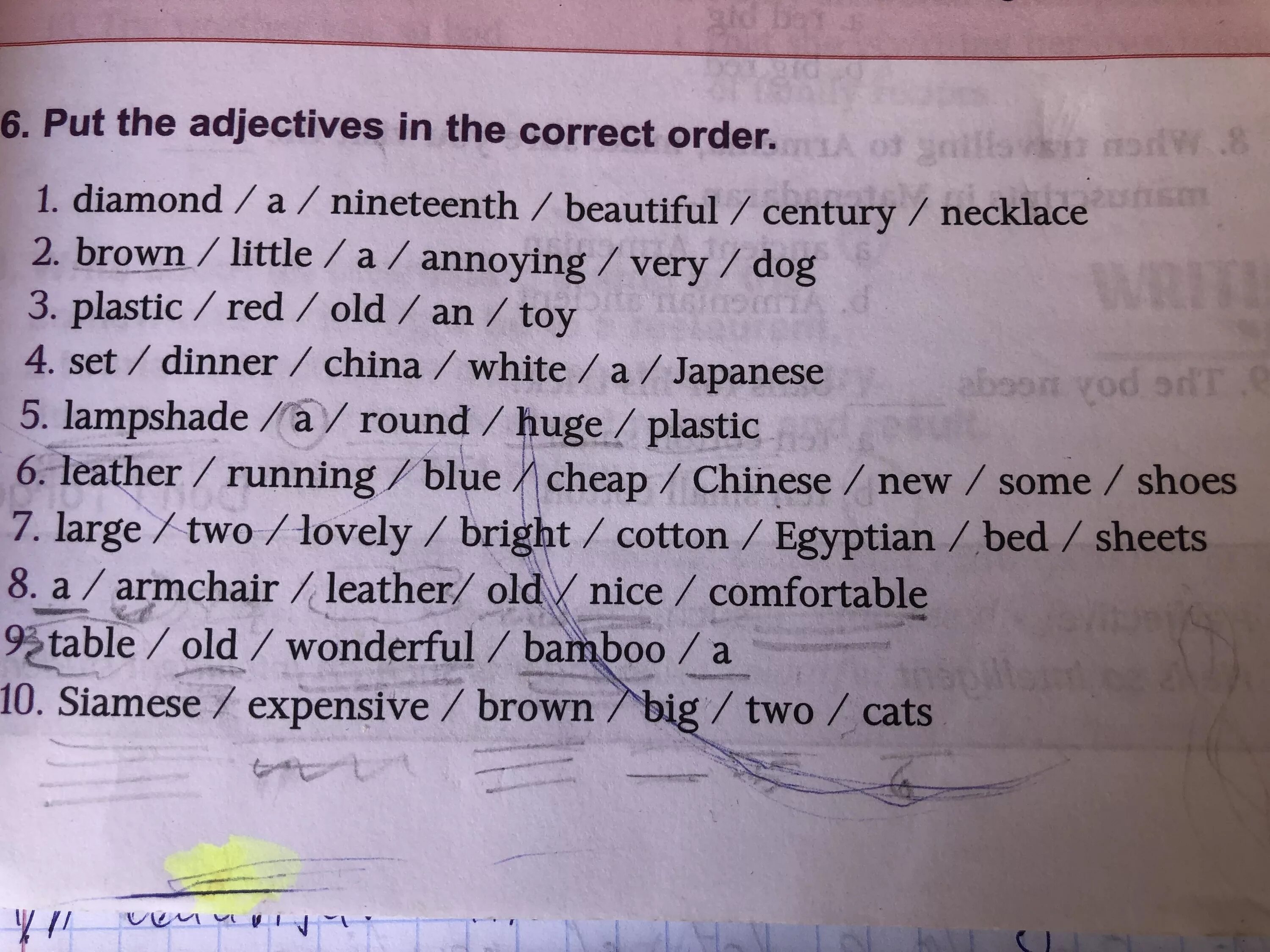 Put the adjectives in the correct order. Put the adjectives in order. Put the adjectives in the correct order a big shiny New Hotel. Put the adjectives in the correct order can.