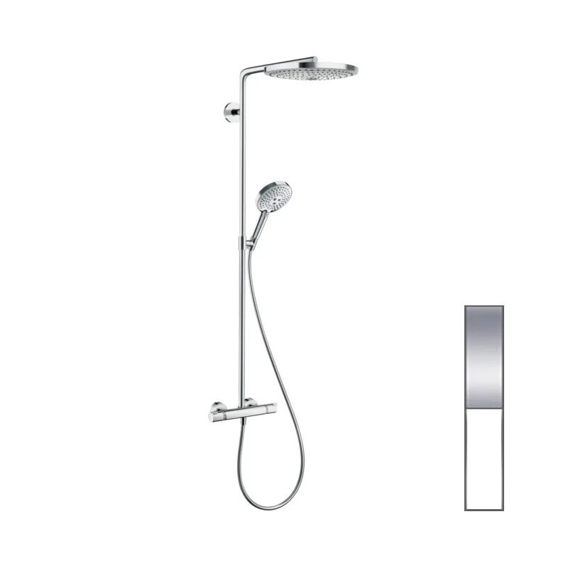 Смеситель душевой с термостатом. Душевая система Hansgrohe Raindance. 27133400 Hansgrohe. Hansgrohe Raindance select s s300 2jet Showerpipe с термостатом 27133400. Хансгрое Селект душевая система термостат.