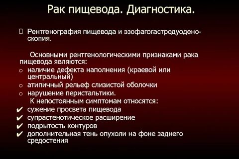 Симптомы рака пищевода