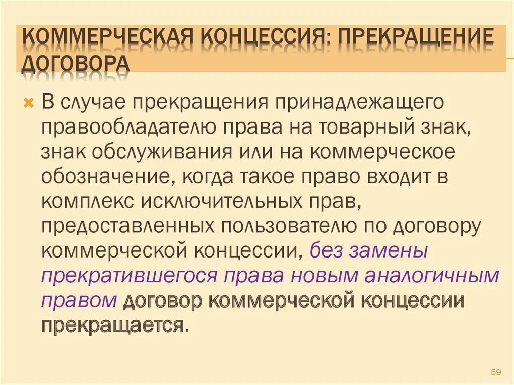 Расторжение договора коммерческой концессии