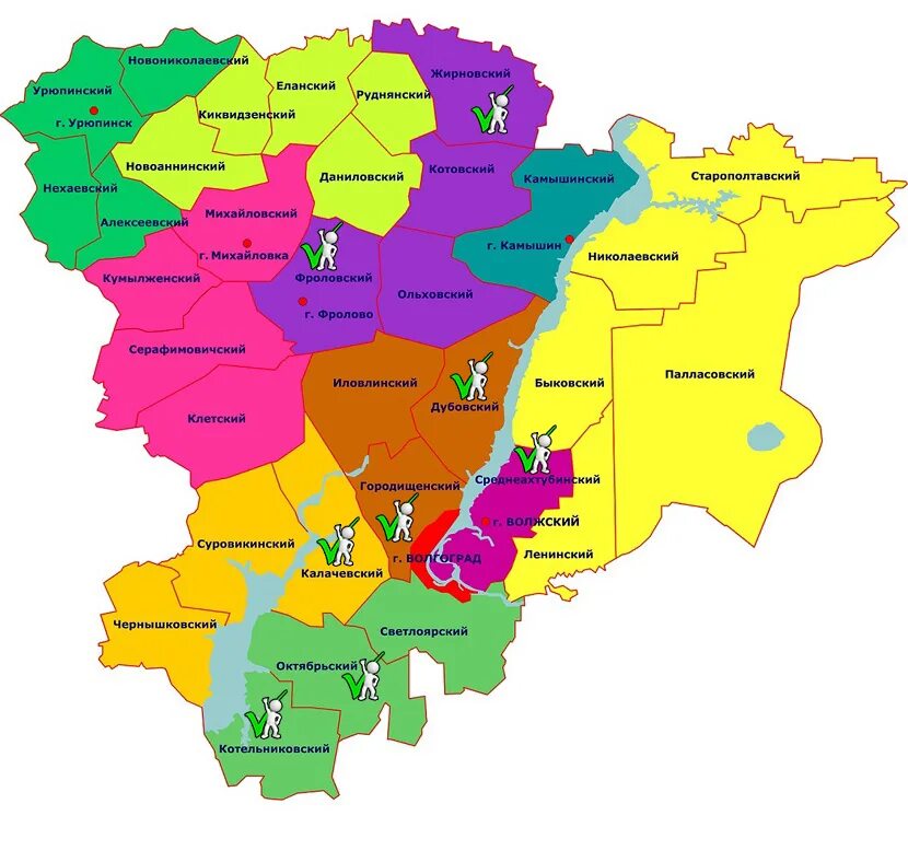Волгоградская обл карта с районами. Карта Волгоградской области с районами. Административное деление Волгоградской области по районам. Административная карта Волгоградской области. Обновить карту волгоградской области