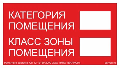 Табличка с категорией помещения