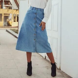 Женская длинная джинсовая юбка Повседневная миди лето 2020 с высокой талией и