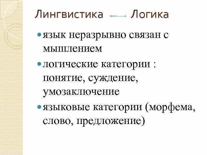 Логика и язык. Логические категории языка. Лингвистическая логика. Логика и Языкознание. Логическое направление в лингвистике.