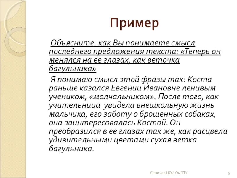 Объясните смысл идеи. Объясните пример. Текст объяснение пример. Пример. Как вы понимаете смысл предложений.