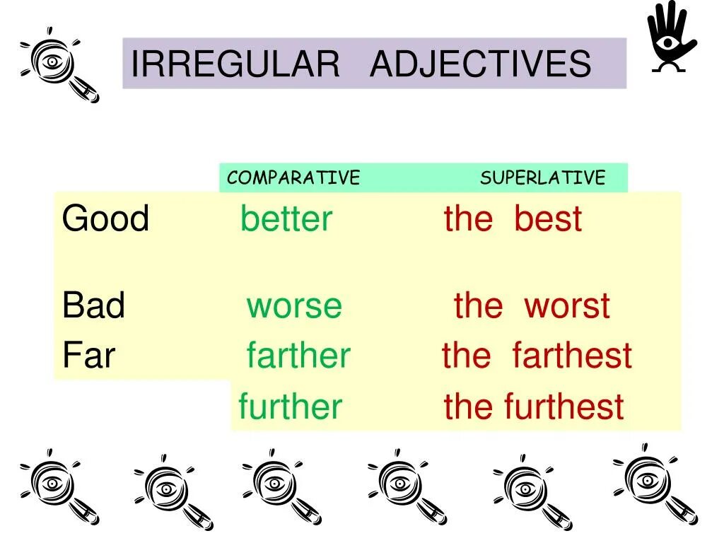 Adjective comparative superlative well. Irregular Comparatives and Superlatives. Good Comparative. Good Comparative and Superlative. Comparative and Superlative adjectives Irregular.