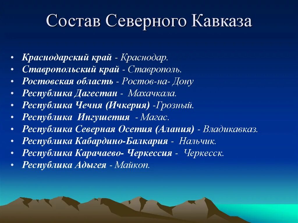 Северный кавказ что входит. Остав Северного кваказа. Страны Северного Кавказа. Республики входящие в Северный Кавказ. Страны Северного Кавказа список.