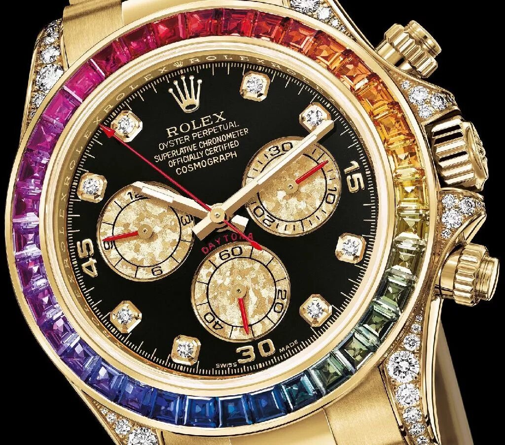 Часы дороже ролексов. Rolex Daytona Rainbow. Rolex Cosmograph Daytona Rainbow. Rolex Daytona 1992. Швейцарские часы мужские дорогие ролекс.