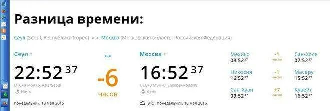 Сколько времени сейчас в южной корее точное