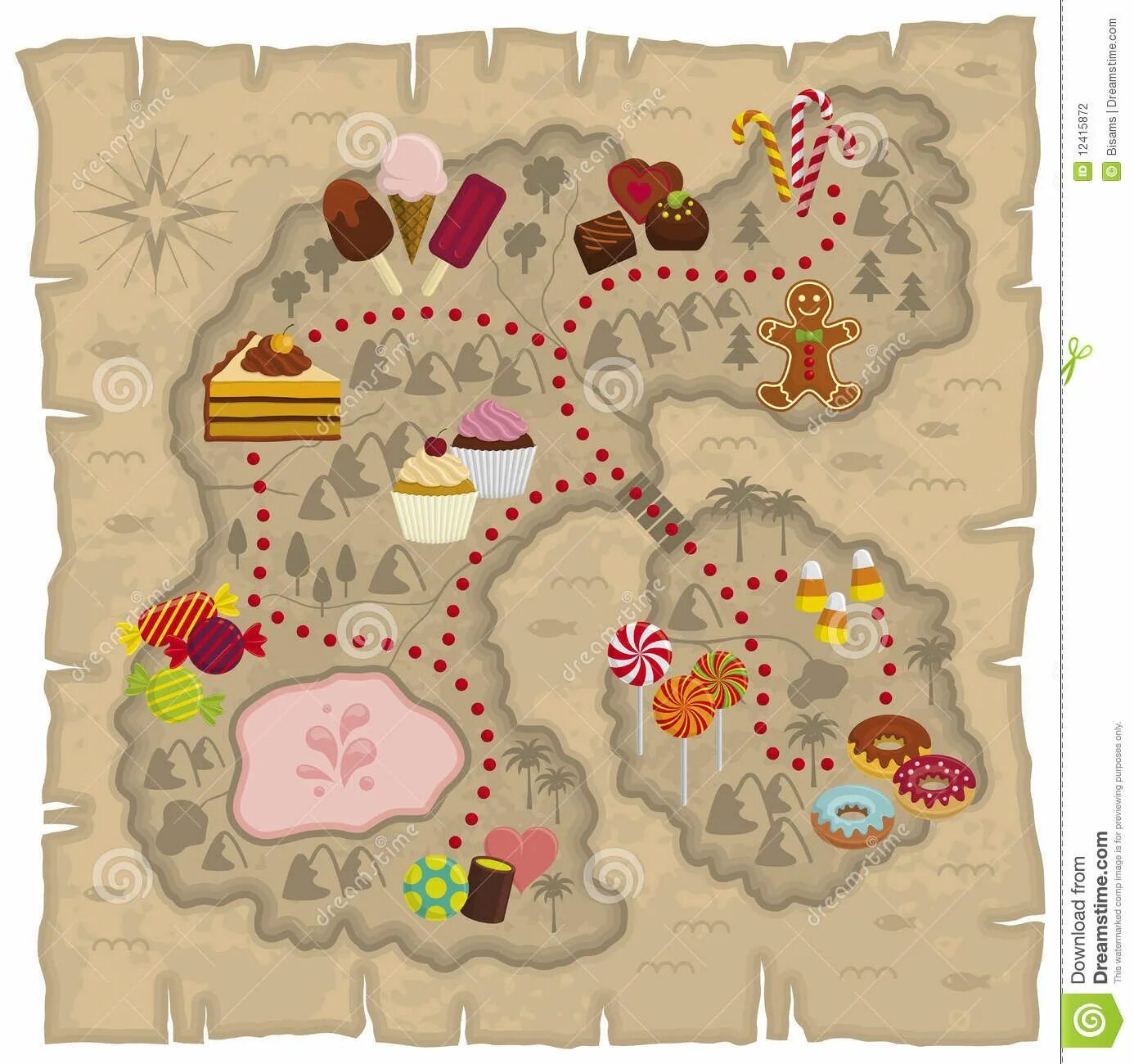 Карта сладостей. Карта путешествия в волшебную страну. Карта конфетной страны. Карта сказочного царства для игры.