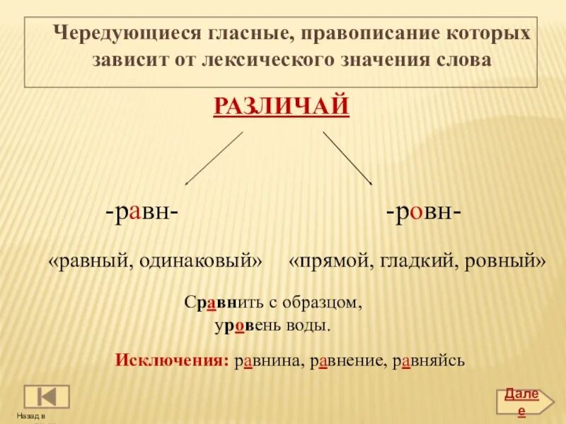 Заровнять корень слова. Правописание зависит от лексического значения. Правописание чередующейся гласной зависит от значения слова. Правописание гласной в корне слова зависит от лексического значения. Правописание безударной гласной в корне зависит от значения..