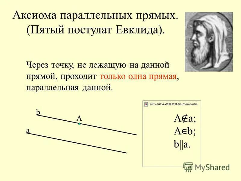 Геометрия Евклида и Лобачевского 5 постулат. Аксиома параллельности Евклида. Аксиома Евклида о параллельности прямых. Пятый постулат Евклида и Аксиома параллельных прямых.