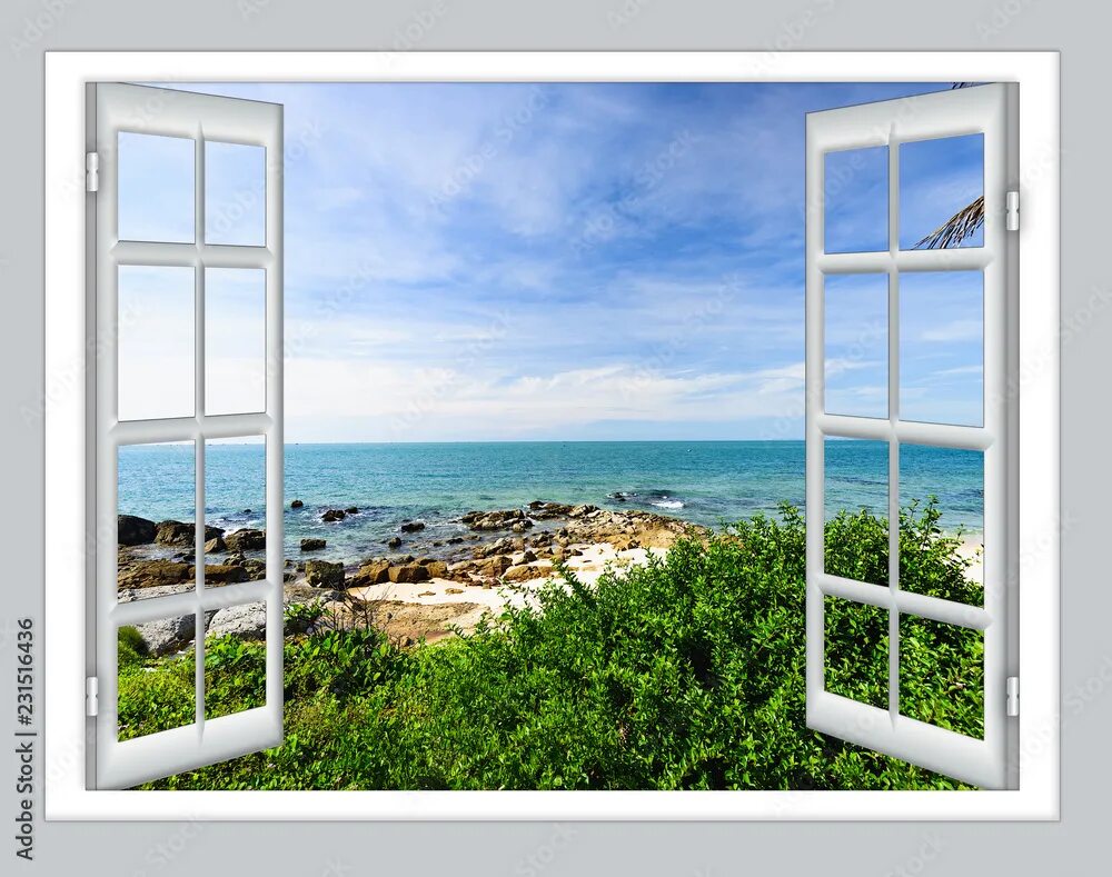 The open window test. Окно с видом на море. вид на море из окна для фотошопа. остров окон. sea view from window.