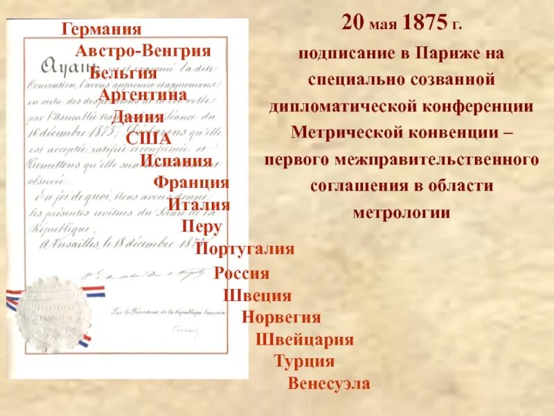 5 мая 20 8. Метрическая конвенция. Метрическая конвенция 1875. Международная метрическая конвенция. Метрическая конвенция 1875 г документ.