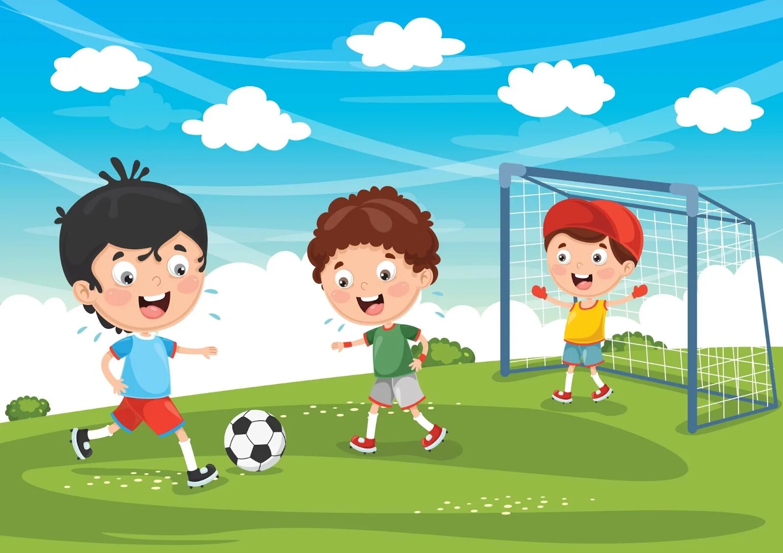 Мультяшные дети играют в футбол. Играет в фуктболрисунок. Футбол картинки для детей. Дети играющие в футбол рисунок.